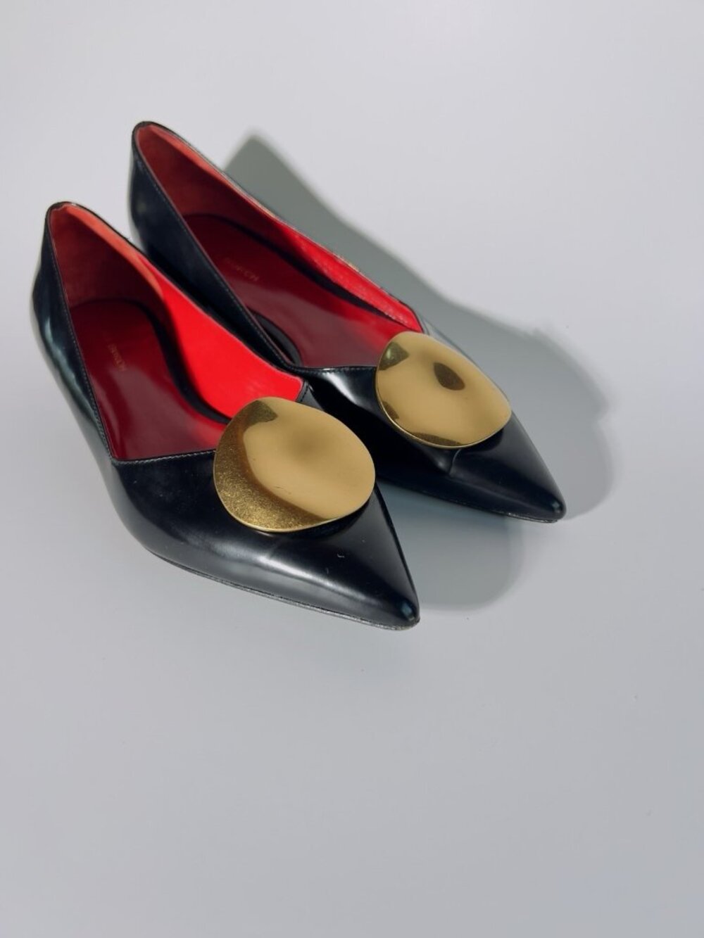 Tory Burch Penelope Pointed Toe Leather Flats Black Gold Size 6.5 - Picture 12 of 13